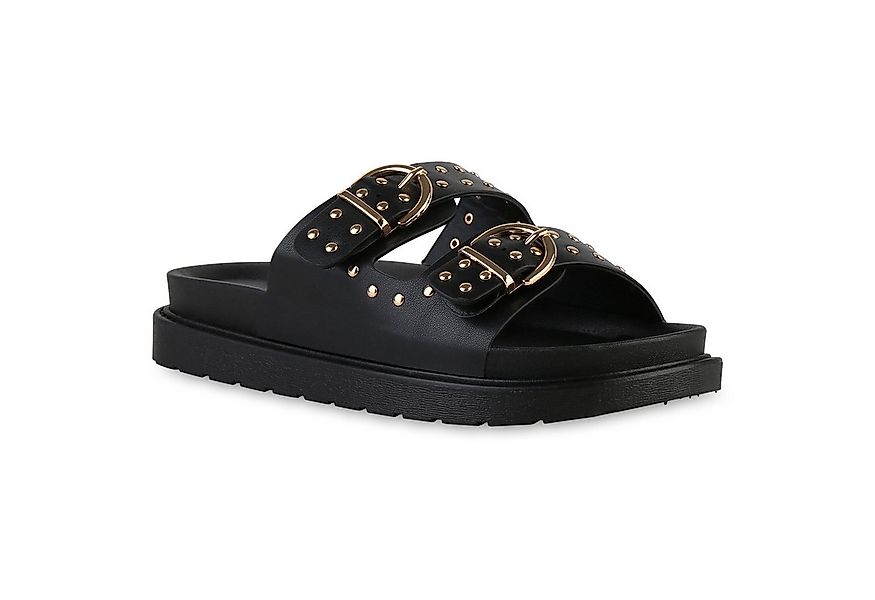 VAN HILL 841736 Sandalette Damen Pantoletten Sandaletten Nieten Schnallen P günstig online kaufen