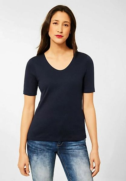 STREET ONE T-Shirt Street One T-Shirt mit V-Ausschnitt in Deep Blue (1-tlg) günstig online kaufen
