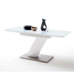 Design Esstisch mit Säulengestell Weiß Hochglanz günstig online kaufen