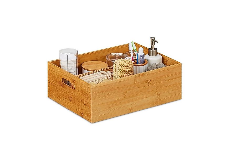 relaxdays Allzweckkiste 2 x Aufbewahrungskiste Bambus mittel günstig online kaufen