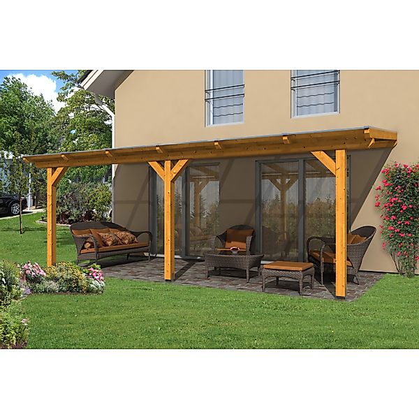 Skan Holz Terrassenüberdachung Andria 648 x 300 cm Leimholz Eiche hell günstig online kaufen