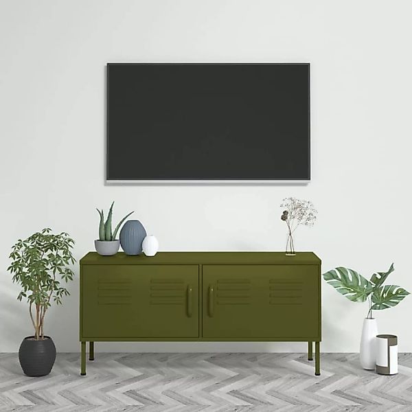 Tv-schrank Olivgrün 105x35x50 Cm Stahl günstig online kaufen