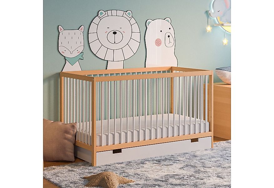 Kids Collective Babybett Kinderbett Gitterbett 60x120 und 70x140 cm höhenve günstig online kaufen
