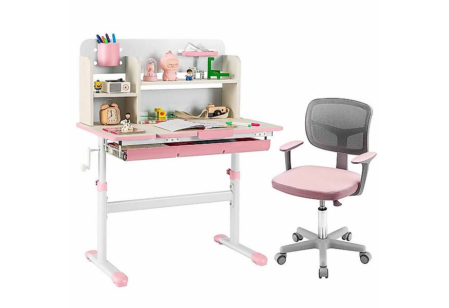 COSTWAY Kinderschreibtisch mit Stuhl Set, höhenverstellbar, für 3-12 Jahren günstig online kaufen