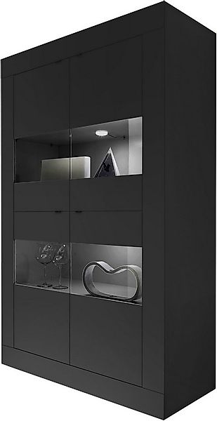 Home affaire Vitrine Basic Höhe 162 cm, Standvitrine mit 4 Türen - Metallgr günstig online kaufen