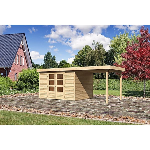 Karibu Holz-Gartenhaus Boras Natur Flachdach Unbehandelt 298 cm x 242 cm günstig online kaufen