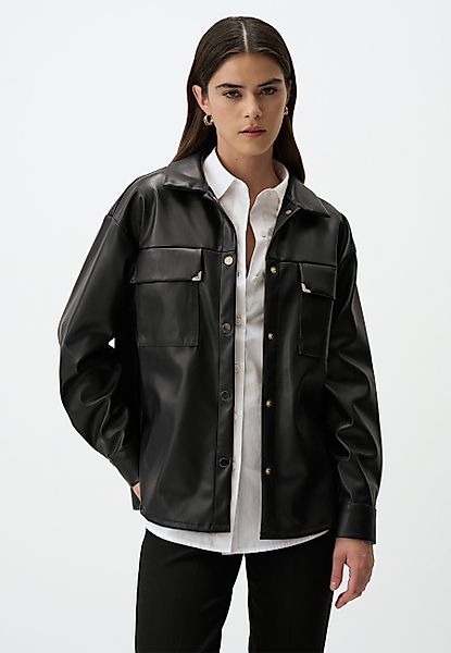 Jimmy Key Hemdbluse Schwarz Kunstleder Overshirt günstig online kaufen