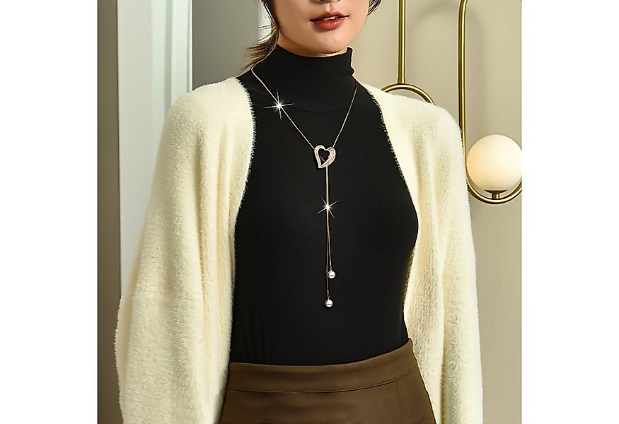 KARMA Lange Kette Pulloverkette Herz 86 cm Gold od. Silber (Geschenk für Fr günstig online kaufen