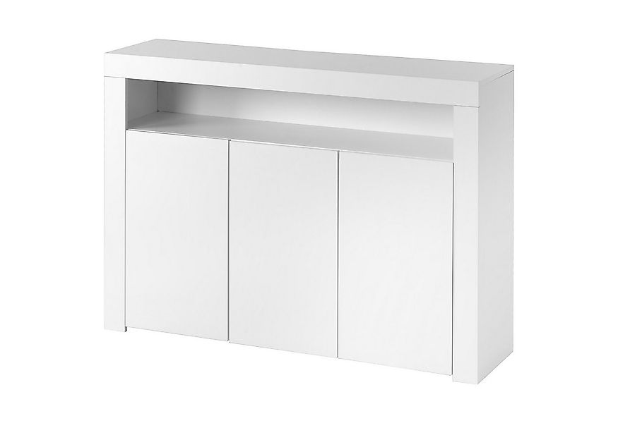 Merax Sideboard mit 3 Türen und 1 offene Fach, Hochglanz Front mit LED,Komm günstig online kaufen