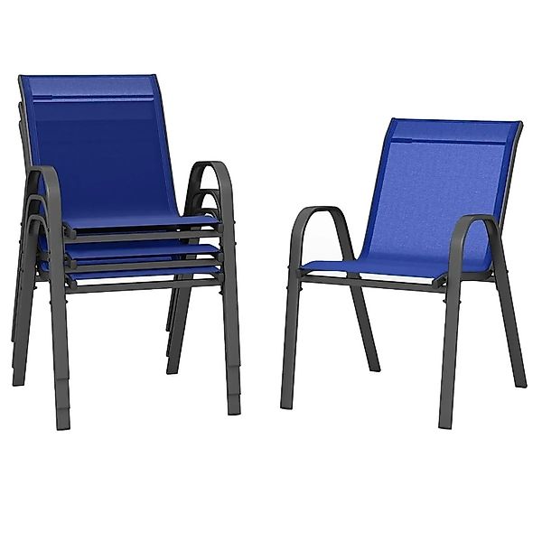 Costway 4er Set Gartenstühle Stapelbar Textilene Metallgestell Blau günstig online kaufen