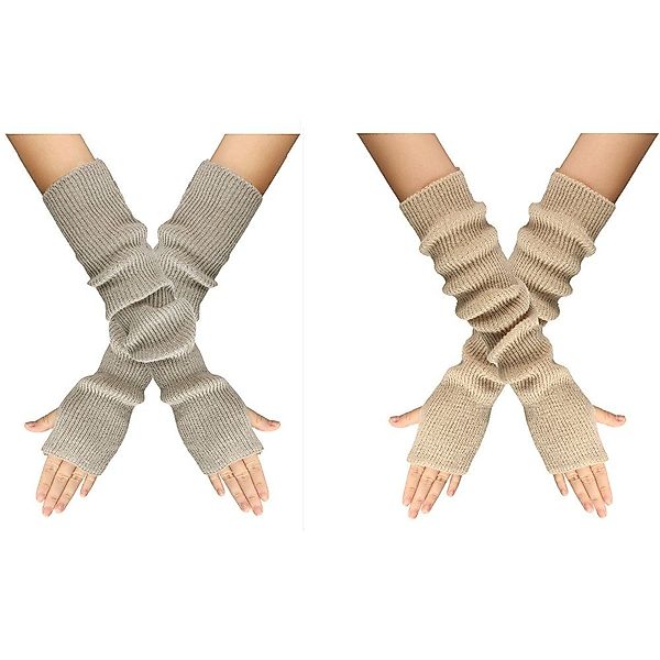 XDeer Strickhandschuhe 2/3 Paar Lange Fingerlose günstig online kaufen