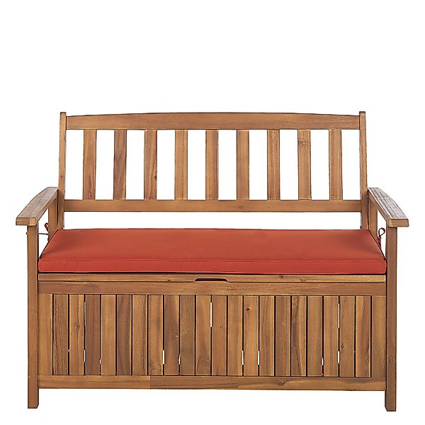 Beliani Gartenbank Heller Holzfarbton Rot 60x120x91 günstig online kaufen