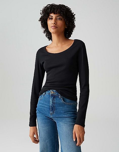 OPUS Langarmshirt SORANA aus BCI Cotton Mix figurbetont geschnitten, weiche günstig online kaufen