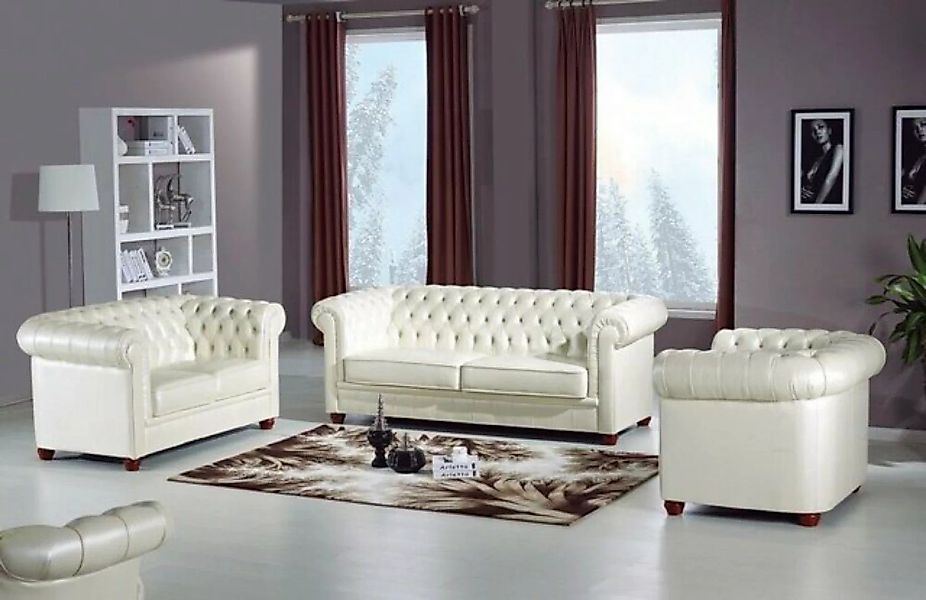 JVmoebel Sofa Designer Polster Sofa Luxus Chesterfield Garnituren 100% Lede günstig online kaufen