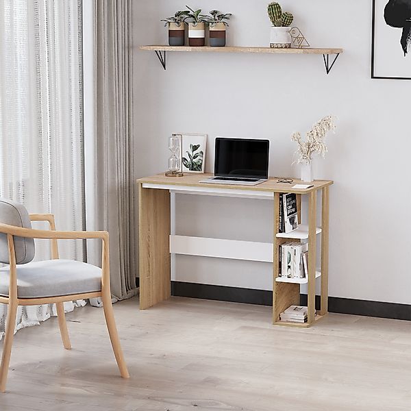 HOMCOM Schreibtisch mit Regal Bücherregal Computertisch Bürotisch 100x44x74 günstig online kaufen