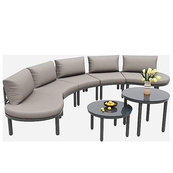 Gartenmöbel-Set 5-Sitzer, 2 Couchtische aus gehärtetem Glas, bequeme Sitzpo günstig online kaufen
