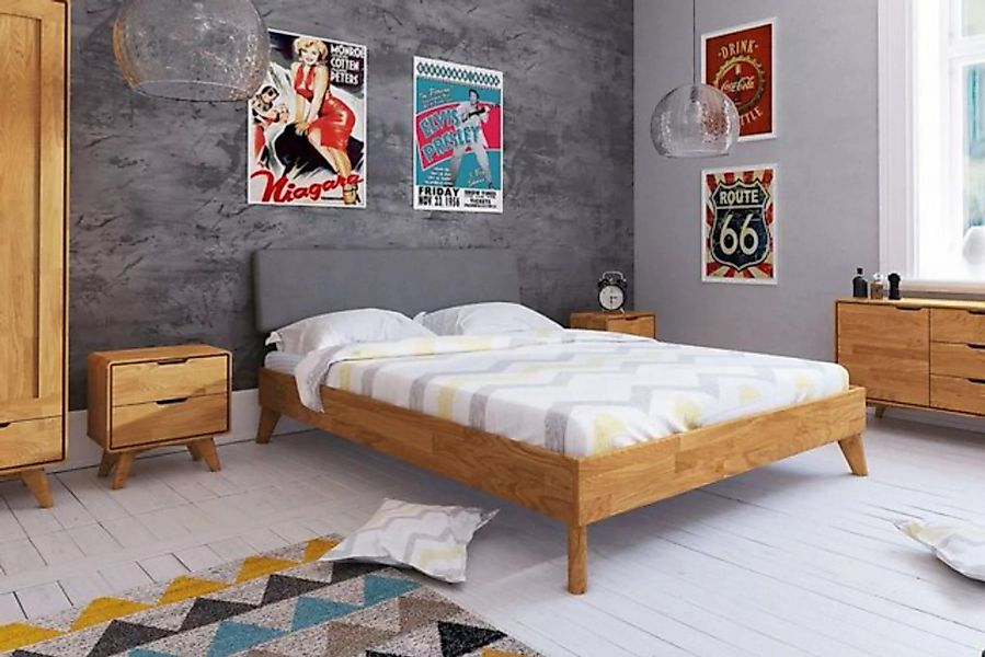 Natur24 Einzelbett Bett Gerg 4 Sonderlänge 100x220 Wildeiche Polsterkopftei günstig online kaufen