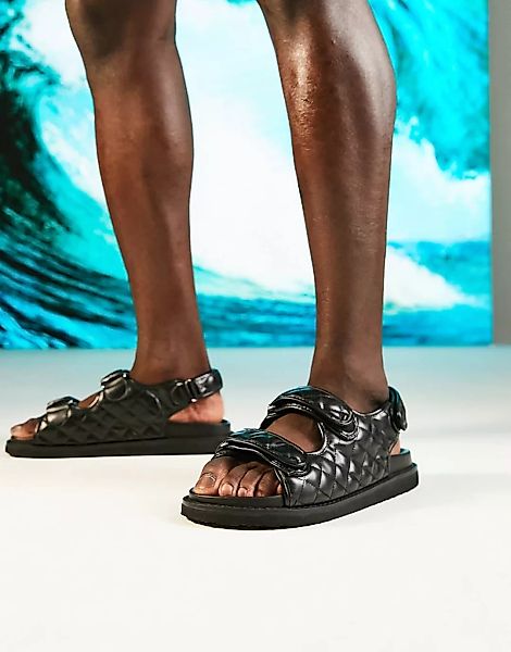 ASOS DESIGN – Gesteppte Sandale mit Fersenriemen in Schwarz günstig online kaufen