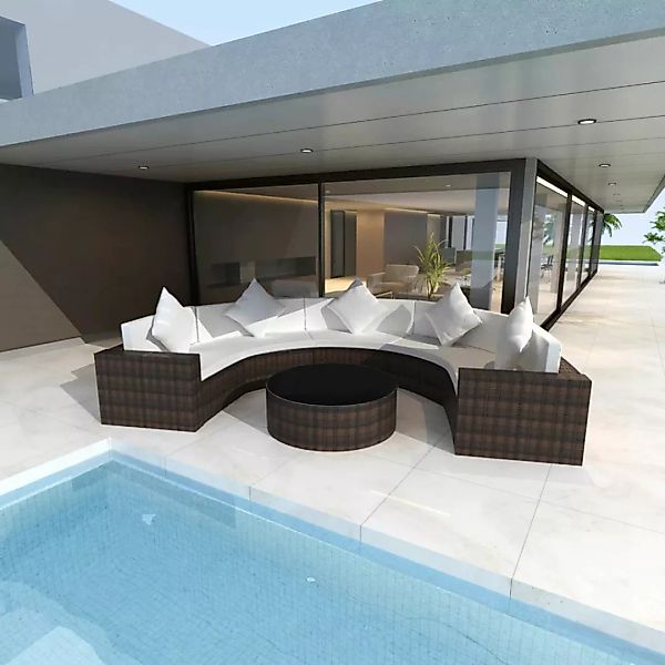 6-tlg. Garten-lounge-set Mit Auflagen Poly Rattan Braun günstig online kaufen
