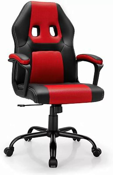 COSTWAY® Computerstuhl mit höhenverstellbarem Sit &Armlehne rot günstig online kaufen