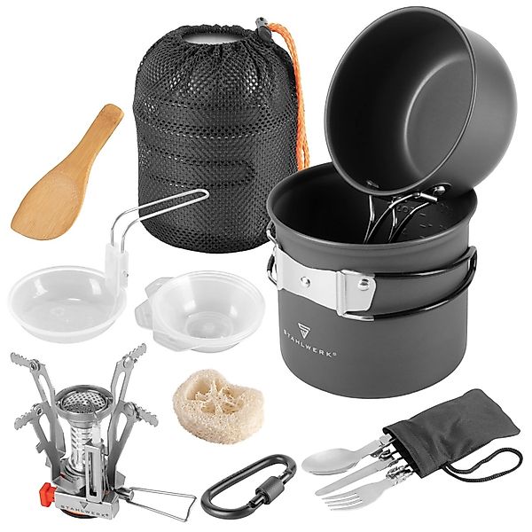 STAHLWERK Camping Kochgeschirr Alu Campinggeschirr Gaskocher Outdoor Set günstig online kaufen