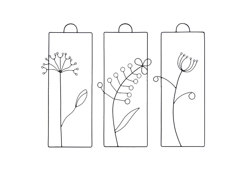 UNUS HOME Wanddekoobjekt 3er Set Wanddeko Blumen Metall, filigrane Deko (3e günstig online kaufen