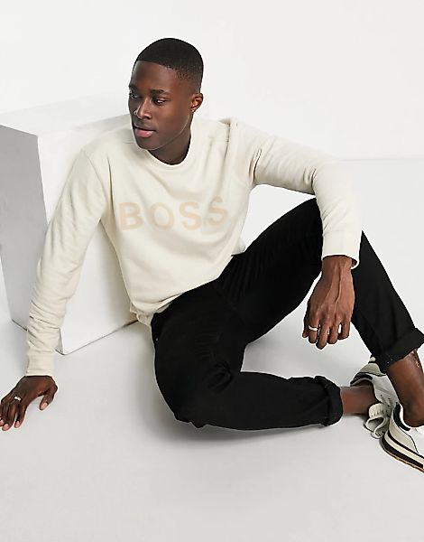 BOSS Casual – Sweatshirt mit Logo-Weiß günstig online kaufen