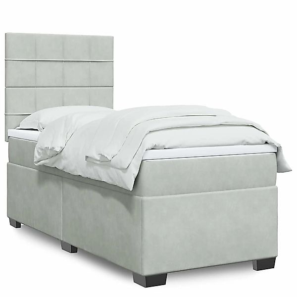 vidaXL Boxspringbett mit Matratze Hellgrau 100x200 cm Samt 3293134 günstig online kaufen