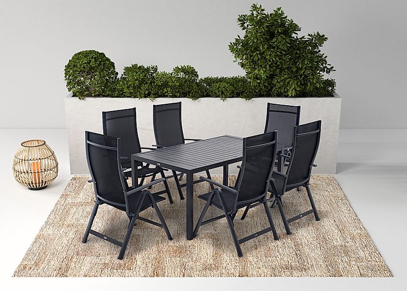 KONIFERA Garten-Essgruppe "Messina" Set, 6x Sessel, 1x Tisch 160x90x74 cm, günstig online kaufen