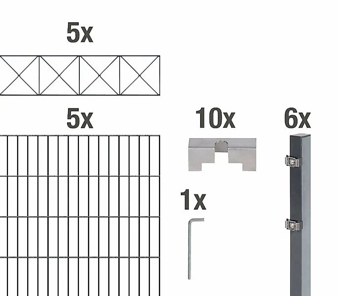 Alberts Doppelstabmattenzaun "Nexus", anthrazit, Höhe: 100-160cm, Gesamtlän günstig online kaufen