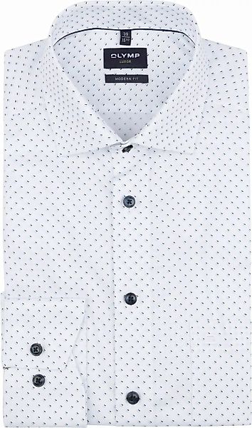 OLYMP Luxor Hemd Extra Long Sleeves Druck Weiß - Größe 42 günstig online kaufen