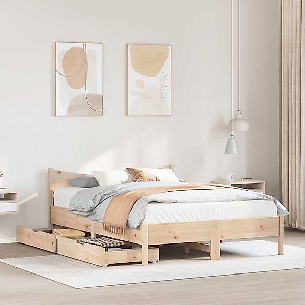 vidaXL Bett Massivholzbett mit Schubladen 120x200 günstig online kaufen