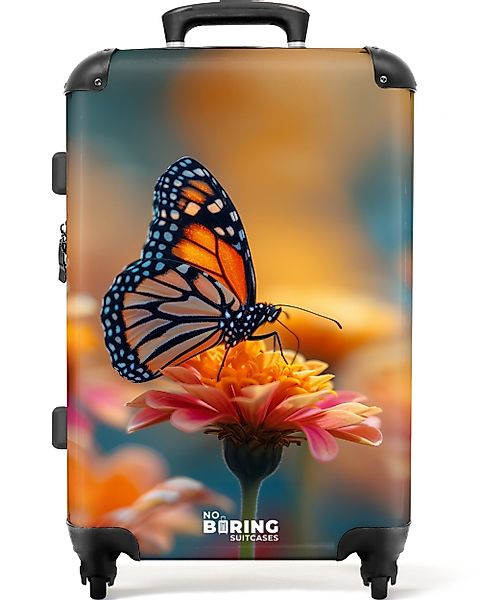 NoBoringSuitcases.com© Hartschalen-Trolley Schmetterling auf rosa Blume günstig online kaufen
