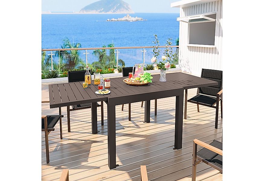 GUNJI Gartentisch Aluminium Ausziehbarer Gartentisch 80-160 130-260 x 75 cm günstig online kaufen