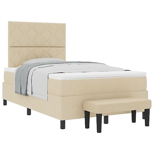 vidaXL Bett Boxspringbett mit Matratze & Bank Beige 120x200 cm Stoff (2-tlg günstig online kaufen