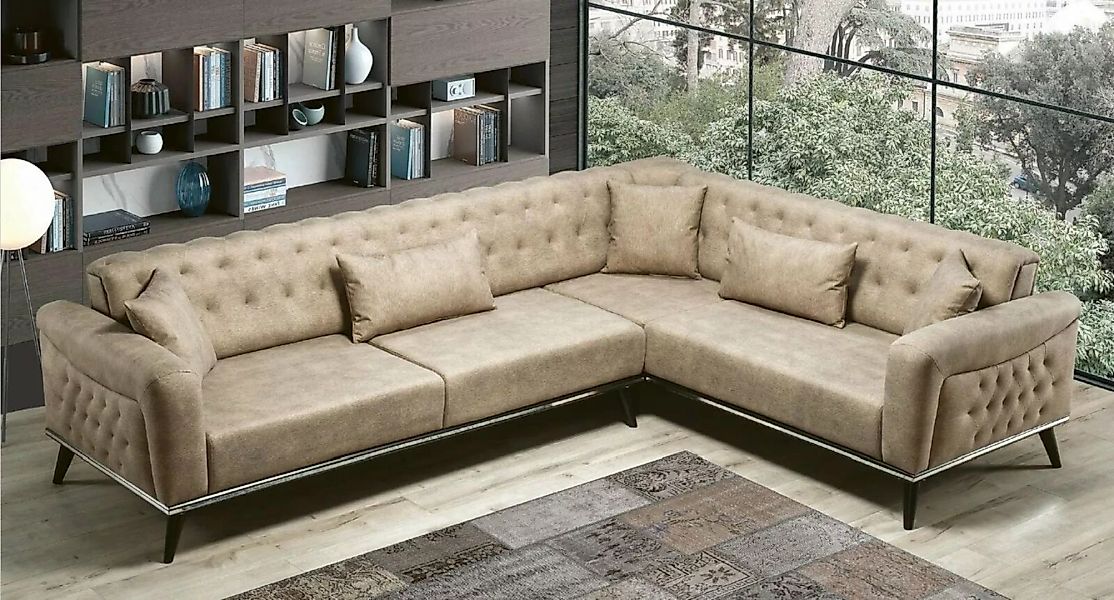 JVmoebel Ecksofa, Sofa Couch Beige Wohnzimmer Set Design Modernes Sofa Eck günstig online kaufen
