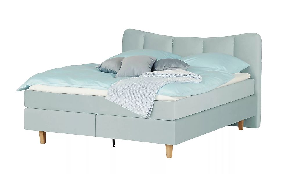 SKAGEN BEDS Boxspringbett  Dalur - blau - 160 cm - 110 cm - Betten > Boxspr günstig online kaufen