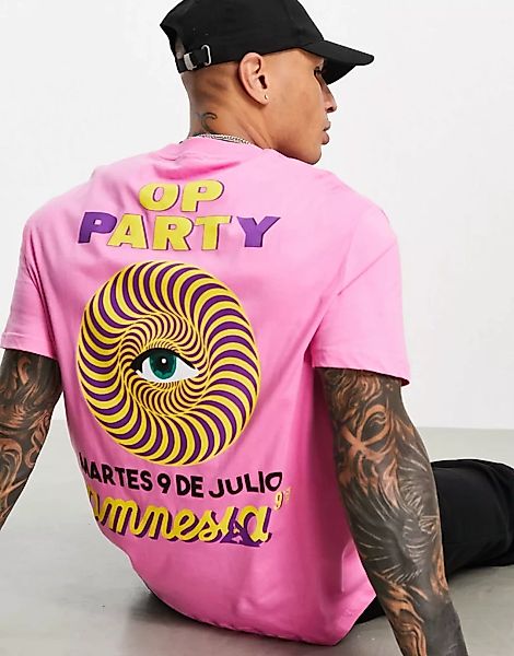 ASOS DESIGN – T-Shirt in Rosa mit „Amnesia Ibiza“-Posterprint günstig online kaufen