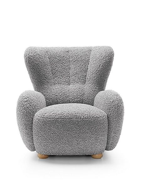 Goldstoff Sessel HUGSY Relaxsessel Boucle mit hoher Rückenlehne – Skandi & günstig online kaufen