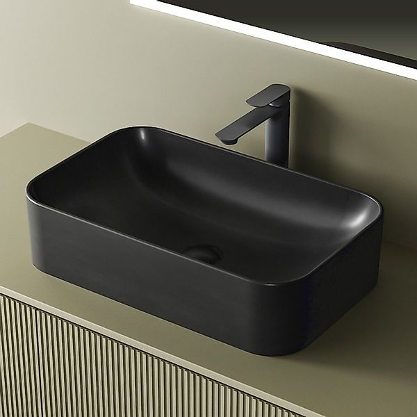 EMKE Aufsatzwaschbecken Eckiger Waschbecken Keramik Waschbecken günstig online kaufen