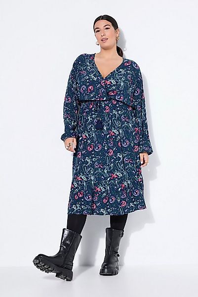 Studio Untold Maxikleid Maxikleid Alloverprint V-Ausschnitt Saumvolant günstig online kaufen