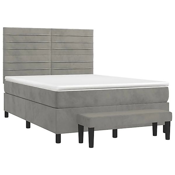 vidaXL Boxspringbett mit Matratze Hellgrau 140x200 cm Samt 3137905 günstig online kaufen