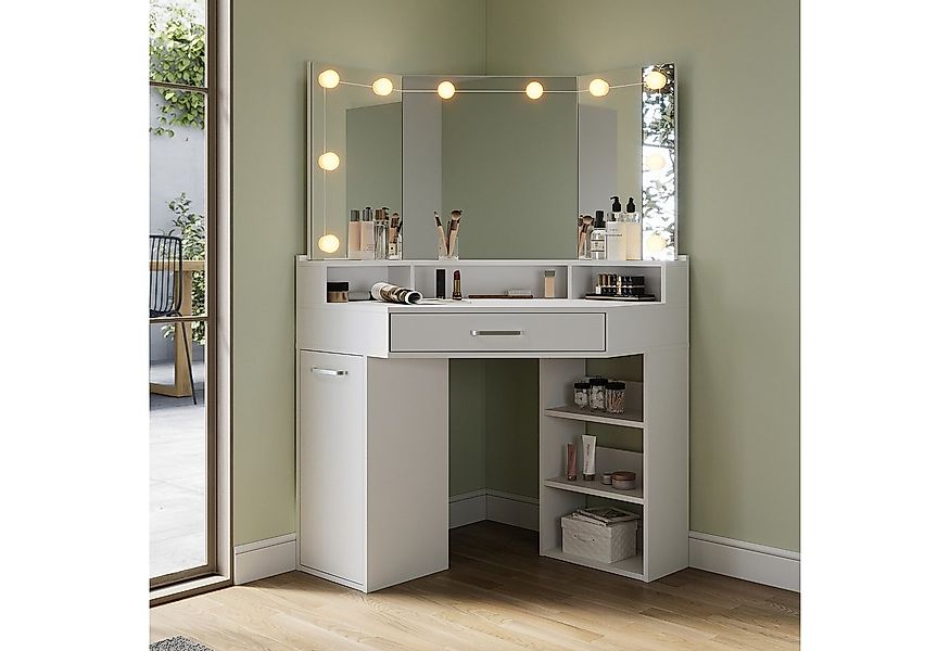 SONNI Schminktisch Schminktisch mit LED-Beleuchtung/ohne LED, Weiß & Schwar günstig online kaufen