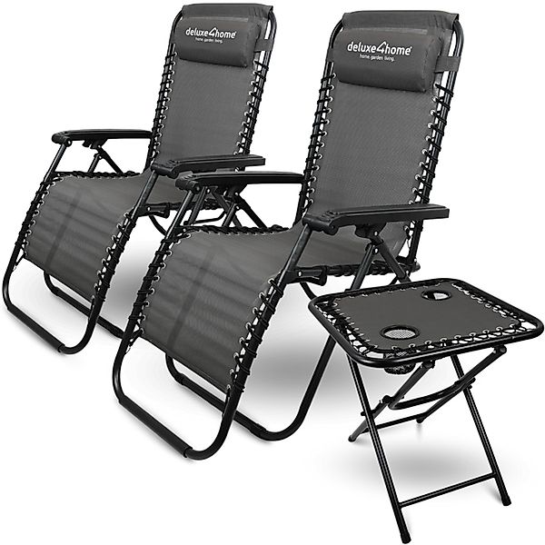 deluxe4home Gartenliege Liegestuhl Set mit Klapptisch günstig online kaufen