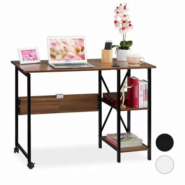relaxdays Schreibtisch klappbar mit Ablagen braun günstig online kaufen