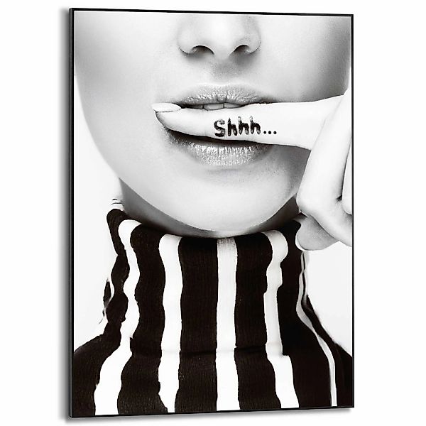 Reinders Poster "Ssshhh", Home Office - Frau - Stille - Schwarz-Weiß - MDF günstig online kaufen