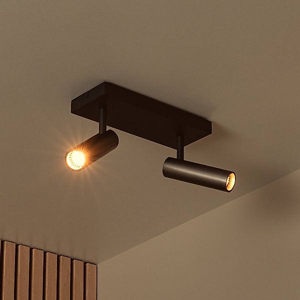 Deckenstrahler Grado, Länge 25 cm, grau, Metall, 2-flg. günstig online kaufen