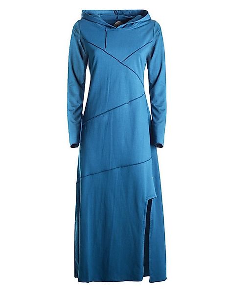 Vishes Maxikleid Damen knöchellanges Kleid Baumwolle Patchwork Design Kapuz günstig online kaufen
