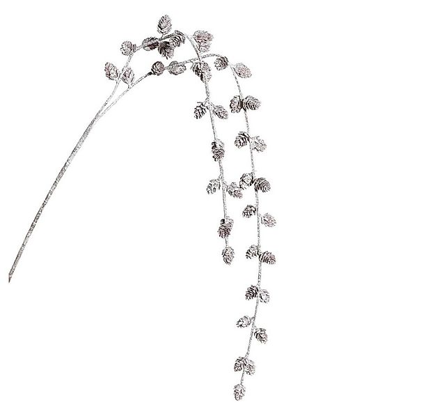 Kunstblume Dekozweig - mit Zapfen - weiß/braun, DPI günstig online kaufen