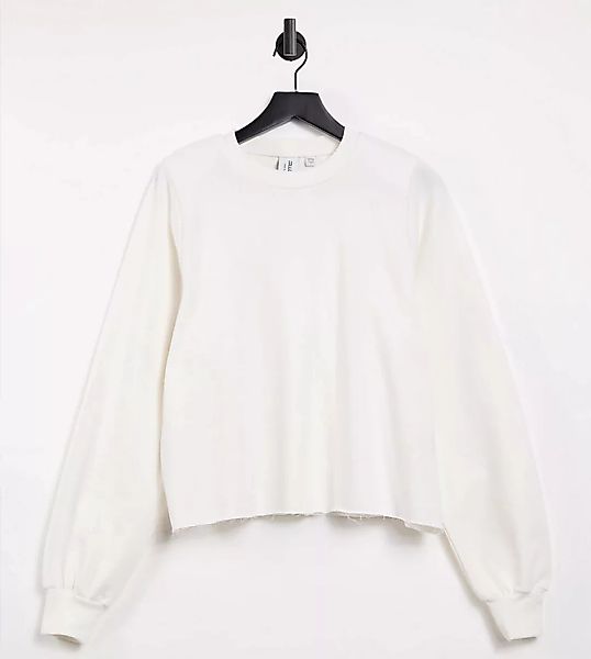 COLLUSION – Oversize-Sweatshirt in Ecru mit Schulterpolstern-Weiß günstig online kaufen